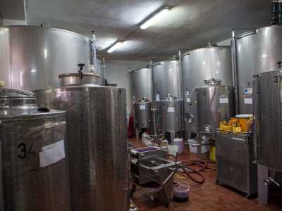 ...ci rechiamo nella stanza dei silos in acciaio, utilizzati per la fermentazione e la conservazione